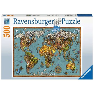 Ravensburger Puzzle 15043 - Antike Schmetterling-Weltkarte - 500 Teile Puzzle für Erwachsene und Kinder ab 10 Jahren, Puzzle-Weltkarte