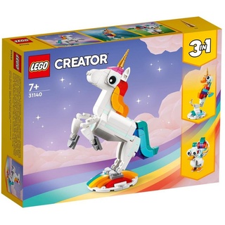 LEGO® Konstruktionsspielsteine Creator 31140 - Magisches Einhorn, (145 St), Bauset mit Einhorn, Seepferdchen und Pfau, für Kinder ab 7 Jahren bunt