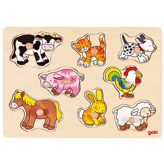 Goki Steckpuzzle Bauernhof Tierkinder - 8 Teile