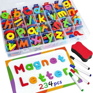 BLASHRD 244 Stück Magnet Buchstaben Zahlen Set, Großbuchstaben Kleinbuchstaben Schaumstoff Alphabet ABC 123 Kühlschrank Magnet, Lernen Spielzeug Set