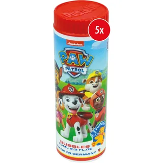 PUSTEFIX Seifenblasen Set I 5X Klassik 70ml PAW Patrol I Bunte Bubbles Made in Germany I Seifenblasen für Kindergeburtstag, als Mitgebsel oder Gastgeschenk I 5 x 70 ml Vorteilspack für Kinder