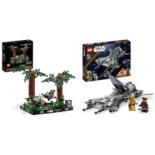 LEGO 75353 Star Wars Verfolgungsjagd auf Endor – Diorama Set, Rückkehr der Jedi-Ritter mit Luke Skywalker & 75346 Star Wars Snubfighter der Piraten Set