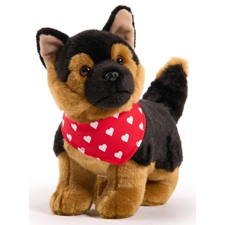 Uni-Toys - Deutscher Schäferhund, stehend - Mit Halstuch (Herzchen-Motiv) - 26 cm (Länge) - Plüsch-Hund - Plüschtier, Kuscheltier