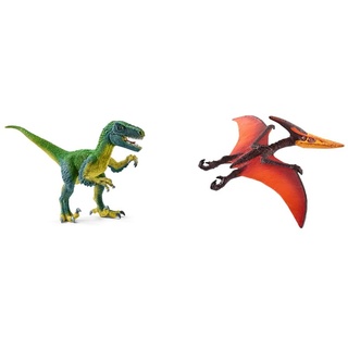 SCHLEICH 14585 Velociraptor, Multicolor, 18 x 6.3 x 10.3 cm & 15008 Pteranodon, für Kinder ab 5-12 Jahren, Dinosaurs - Spielfigur