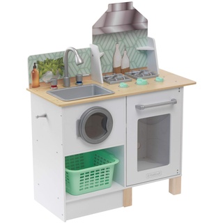 KidKraft Whisk & Wash Kinderküche aus Holz mit Waschmaschine und Wäschekorb, Spielküche Spielzeug für Kinder ab 3 Jahre für Kinder, 10230