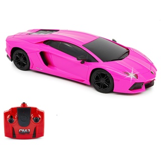 CMJ RC CARS Lamborghini Aventador LP700-4 Rosa Offiziell Lizenziertes ferngesteuertes Auto im Maßstab 1:24 Funktionierende Lichter 2.4Ghz