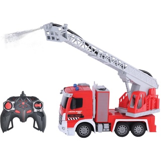 Lexibook RCP20 Crosslander pro, RC Fire Truck, ferngesteuertes Feuerwehrauto, Lichteffekte, Wassersprühfunktion, elektronische Drehleiter, wiederaufladbar, Rot