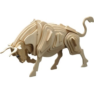 Pebaro 852/9 Holzbausatz Stier, 3D Puzzle Tier, Modellbausatz, Basteln mit Holz, Holzpuzzle, vorgestanzte Holzplatte, ausbrechen, zusammenstecken, fertig, inkl. Schmirgelpapier, Geschenkidee