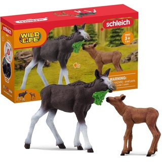 schleich WILD LIFE 42629 Elch und Kalb Spielset - Tiere Set - Naturgetreues Tiere Figuren Set für Jungen und Mädchen ab 3 Jahren
