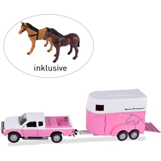 Waldhausen Spielset Fahrzeug mit Pferdeanhänger, pink
