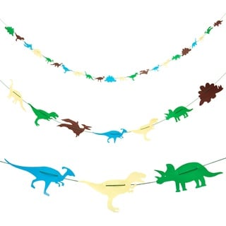 Oblique Unique® Dino Girlande Dinosaurier Banner für Jungs Kinderzimmer Deko Kinder Geburtstag Feier Party im Farbmix 4m