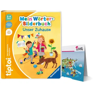 Ravensburger tiptoi® Buch | Mein Wörter-Bilderbuch: Unser Zuhause + Kinder Weltkarte - Länder, Tiere, Kontinente