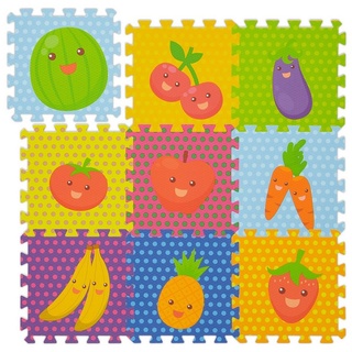 relaxdays Spielmatte Puzzlematte Früchte blau|lila|orange
