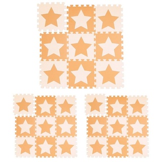 relaxdays Spielmatte 27 x Puzzlematte Sterne orange-beige (27-St) beige|orange