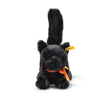 Steiff Kuscheltier Spooky Katze, Süßes Stofftier, Kinder, Jungen & Mädchen, Soft Cuddly Friends, Plüschtier 22 cm, Schwarz, 099298