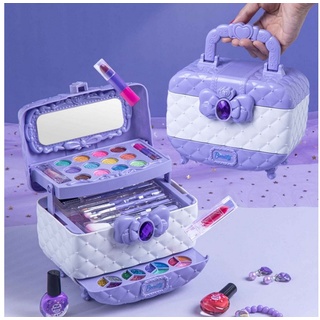 Kind Ja Lernspielzeug Prinzessin Schminkkoffer, Lidschatten-Set, Mädchen-Spielzeug (Kann als Kosmetikkoffer verwendet werden), Eine breite Palette von Accessoires, eine breite Palette von Make-up lila