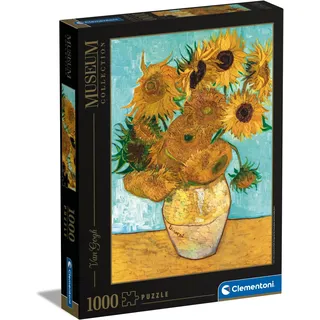 Clementoni 31438 van Gogh – Vase mit Sonnenblumen – Puzzle 1000 Teile, Museum Collection, Geschicklichkeitsspiel für die ganze Familie, Erwachsenenpuzzle ab 14 Jahren