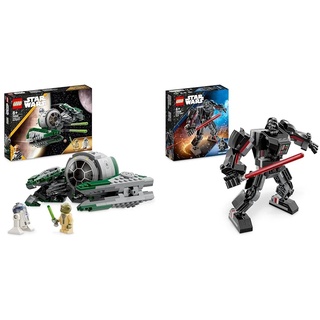LEGO 75360 Star Wars Yodas Jedi Starfighter Bauspielzeug & 75368 Star Wars Darth Vader Mech, baubares Actionfiguren-Modell mit Gelenkteilen