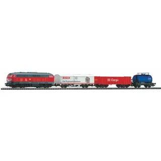 PIKO H0 57154 - Start-Set mit Bettung BR 218 DB Cargo mit 3 Güterwagen