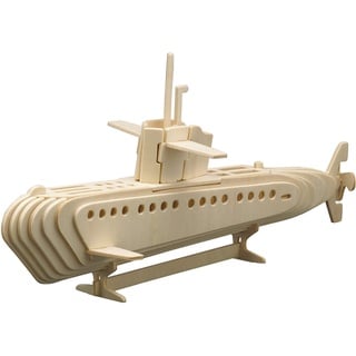 Pebaro 866/3 Holzbausatz U-Boot, 3D Puzzle Unterwasserboot, Modellbausatz, Basteln mit Holz, Holzpuzzle, Bastelset, vorgestanzte Holzplatte, ausbrechen, zusammenstecken, fertig, Geschenkidee