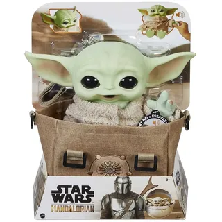 Mattel HBX33 - Disney - Star Wars - The Mandalorian - Baby Yoda mit Tragetasche und Sound, 28 cm - Spielfigur, Grogu