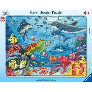 Ravensburger Kinderpuzzle - Unten im Meer - 30-48 Teile Rahmenpuzzle für Kinder ab 4 Jahren