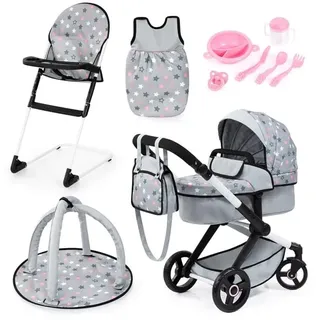 Doll's Pram Xeo Deluxe Set - Grey (17007AB)