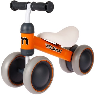 Mach1 Mini Kinder Kleinkinder Laufrad | von 1-3 Jahre | 4 weiche leise Räder | Lauflernrad Kinderlaufrad Rutscher (orange)