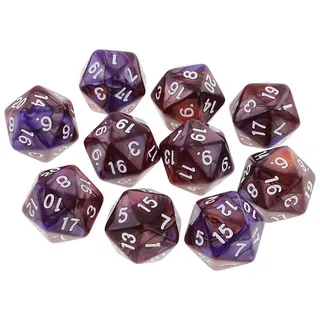 Yourandoll 10 STÜCKE Polyedrische Würfel D20 Würfel Dice Spielwürfel for DND RPG Tischspiele (Kaffee Lila)