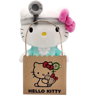 Hello Kitty Doctor Eco Plush 24 cm in wiederverwendbarem Kartontäschchen - der Plüsch ist aus 100% aus PET Flaschen recyceltem Material