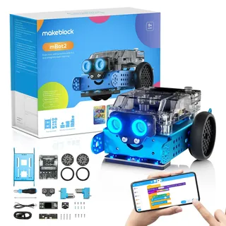 Makeblock mBot 2 Programmierbarer Roboter für Kinder, AI Roboter Spielzeug mit WiFi Fernbedienung, mit Scratch und Python Kompatibles, Intelligent STEM Bausatz Geschenk für Kinder ab 8 Jahren