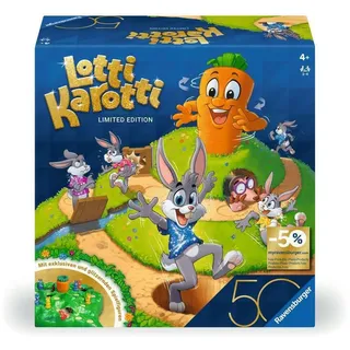 Ravensburger 23005 - Lotti Karotti - Limitierte Jubiläums-Edition 50 Jahre Blaues Dreieck, Wettlaufspiel für 2 bis 4 Spieler, Kinderspiele ab 4 Jahren