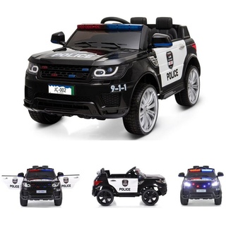 Moni Elektro-Kinderauto Kinder Elektroauto Squad JC002, Belastbarkeit 30 kg, Musikfunktion 2 Motoren Gurt Sirenenleuchten schwarz