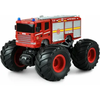 Amewi | Monster Feuerwehr Truck 1:18, RTR mit LED Beleuchtung & Sound - rot