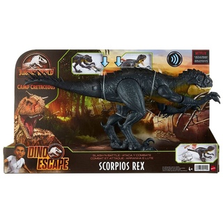 Mattel HBT41 - Jurassic World - Camp Creataceous - Slash ́n Battle Dino, Scorpios Rex mit Sound