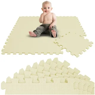 LittleTom Puzzlematte 9 Teile Baby Kinder Puzzlematte ab Null - 30x30cm, beige Baby Kinder Puzzlematte beige