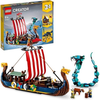 LEGO® Konstruktions-Spielset Creator 3 in 1 - Wikingerschiff mit Midgardschlange (31132), (1192 St)