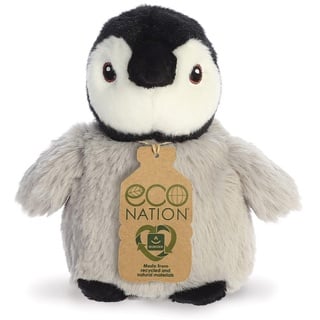 Aurora, 35083, Eco Nation Mini Pinguin, 13cm,Eco-Friendly Plüschtier, Grau