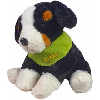 Heunec® Kuscheltier Berner Sennenhund, 38 cm, mit grünem Halstuch und individueller Bestickung braun|schwarz