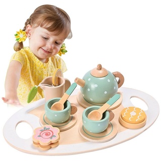 Daisred Spielküche Kinderküche Zubehör holz Teeservice Küchenspielzeug grün