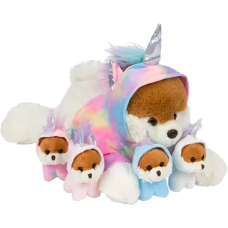 PixieCrush Snugababies Stoffhunde und kuschelige Welpen in abnehmbarem Regenbogen-Einhorn-Kapuzenpullover – für Mädchen im Alter von 3, 4, 5, 6, 7 und 8 Jahren – Einhorn-Welpengeschenke für Mädchen