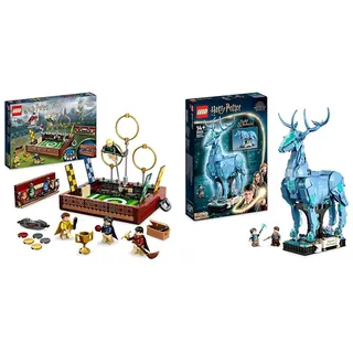 LEGO 76416 Harry Potter Quidditch Koffer, Spielzeug Set & 76414 Harry Potter Expecto Patronum, 2 in 1 Hirsch und Wolf Figur