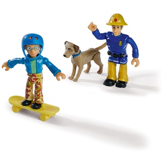 Simba 109252515 - Feuerwehrmann Sam Figuren Set, Doppelpack mit Tier, Figur 7,5cm, beweglich, mit Zubehör, 4-Fach Sortiert, es wird nur ein Artikel geliefert, ab 3 Jahren