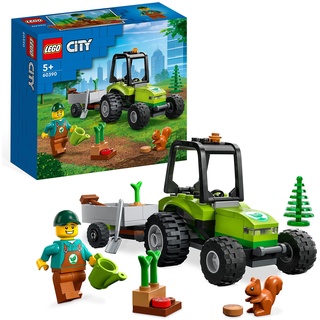 LEGO 60390 City Kleintraktor, Spielzeug-Traktor mit Anhänger, Fahrzeug zum Bauernhof-Set mit Gärtner-Minifigur & Tierfigur, Konstruktionsspielzeug ab 5 Jahren