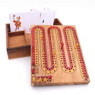 ROMBOL Denkspiele Spiel Cribbage - tolles, spannendes Kartenspiel für 2 Personen aus Holz, Brettspiel, Holzspiel