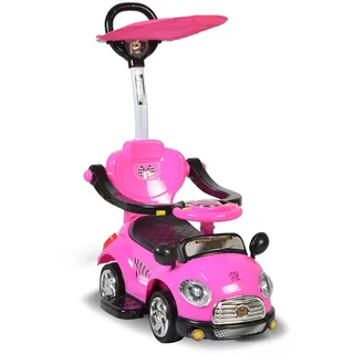 Moni 3 in 1 Rutschauto Paradies K401-3 Musik Schiebestange Sonnendach Fußstützen in pink