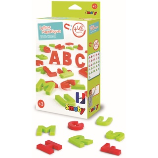 Smoby - 48 Magnetbuchstaben - Großbuchstaben zur Nutzung für die Smoby Tafeln, bestehend aus Roten und Grünen Buchstaben, für Kinder ab 3 Jahren