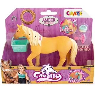 Cavally Box Set Amber - Pferde Spielzeug zum Sammeln, realistische Pferdefigur mit Zubehör & Spezialeffekten, Pferd Spielzeug Mädchen