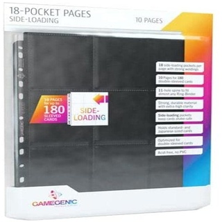 Gamegenic Sideloading 18-Pocket Pages 10 pcs Pack - Albumfolien mit 18 Fächern für Sammelkarten I 10 Stück (Schwarz)