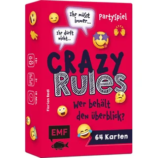 Kartenspiel: Crazy Rules – Wer behält den Überblick?: Partyspiel mit 64 Karten, verrückten Regeln und Aufgaben – ab 3 Personen ab 12 Jahren